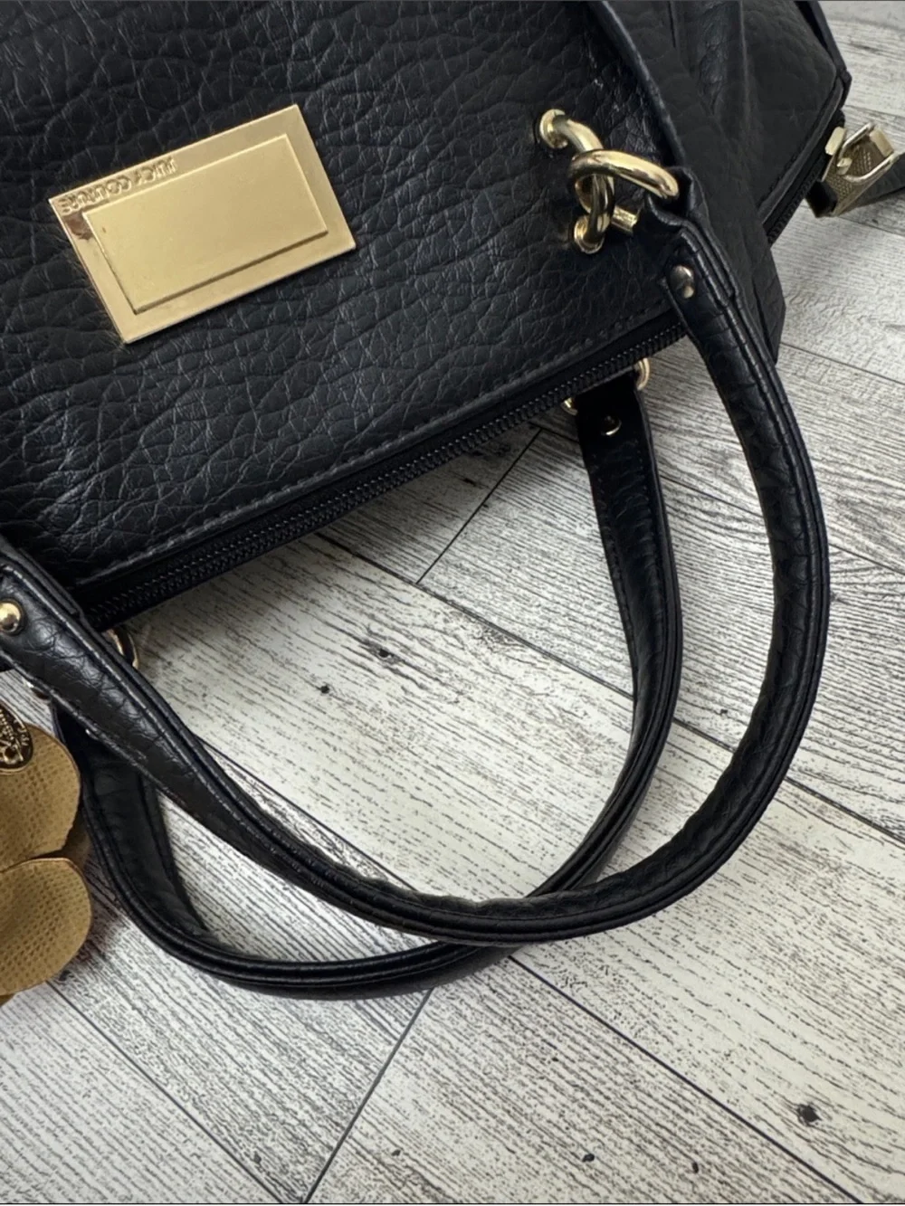 Juicy Couture Black Satchel with Red Flower Charm